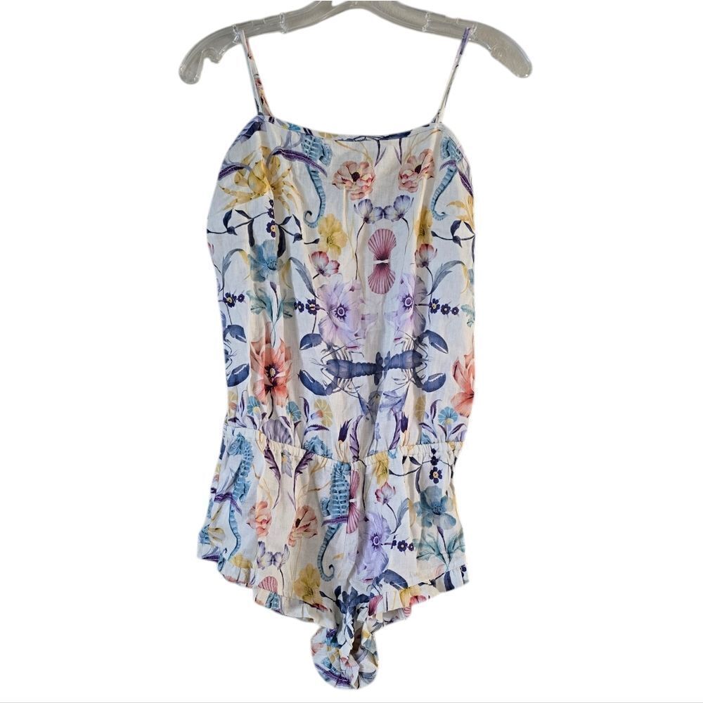 The Lazy Poet Womens Romper 100%‎ Linen Size Medium Multicolor NWT